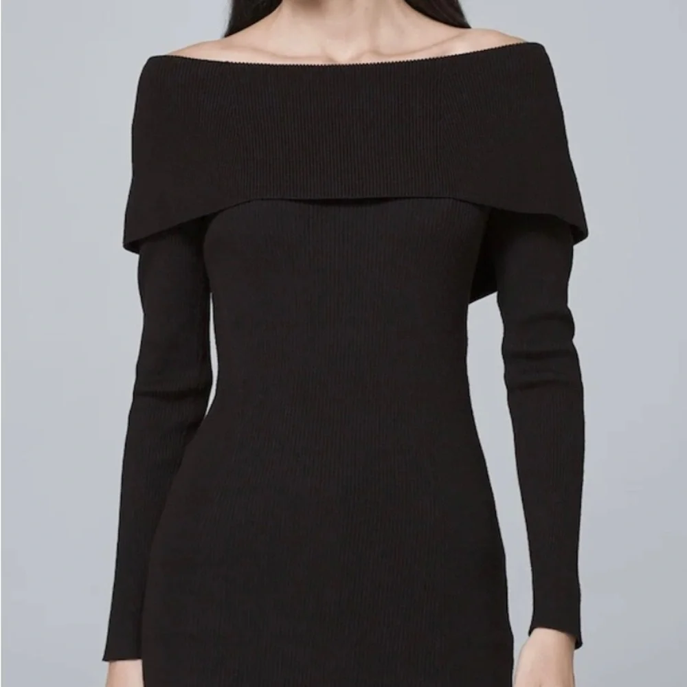 White House Black Market Bow Back Sweater Black Long Sleeve Keyhole Sz S - Picture 3 of 12
